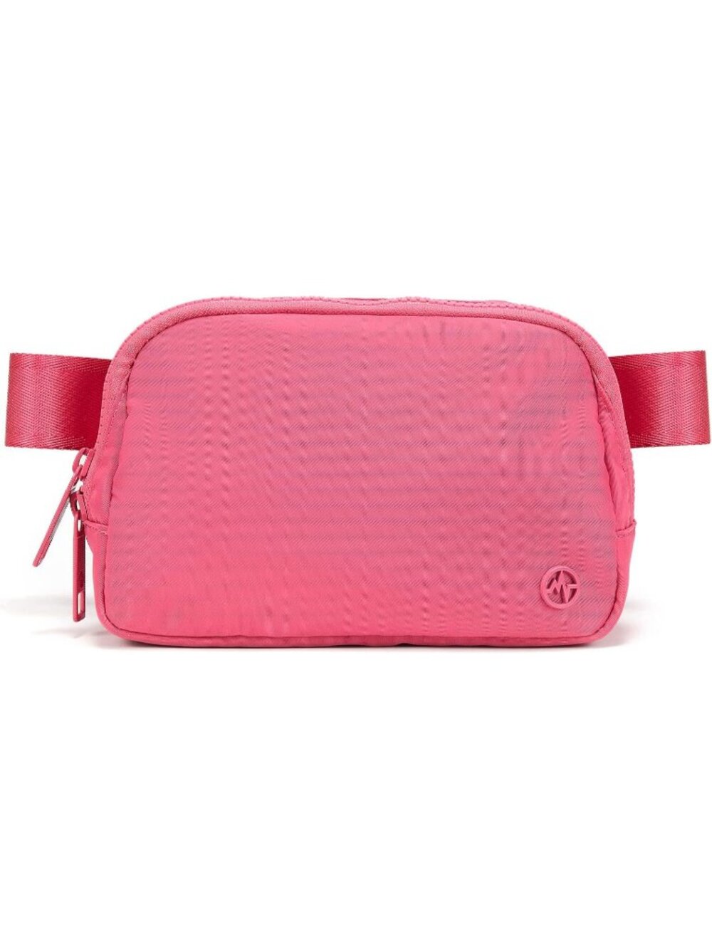 Women's Pink Double Zipper Fanny Pack Nylon Belt Bag with Adjustable Strap